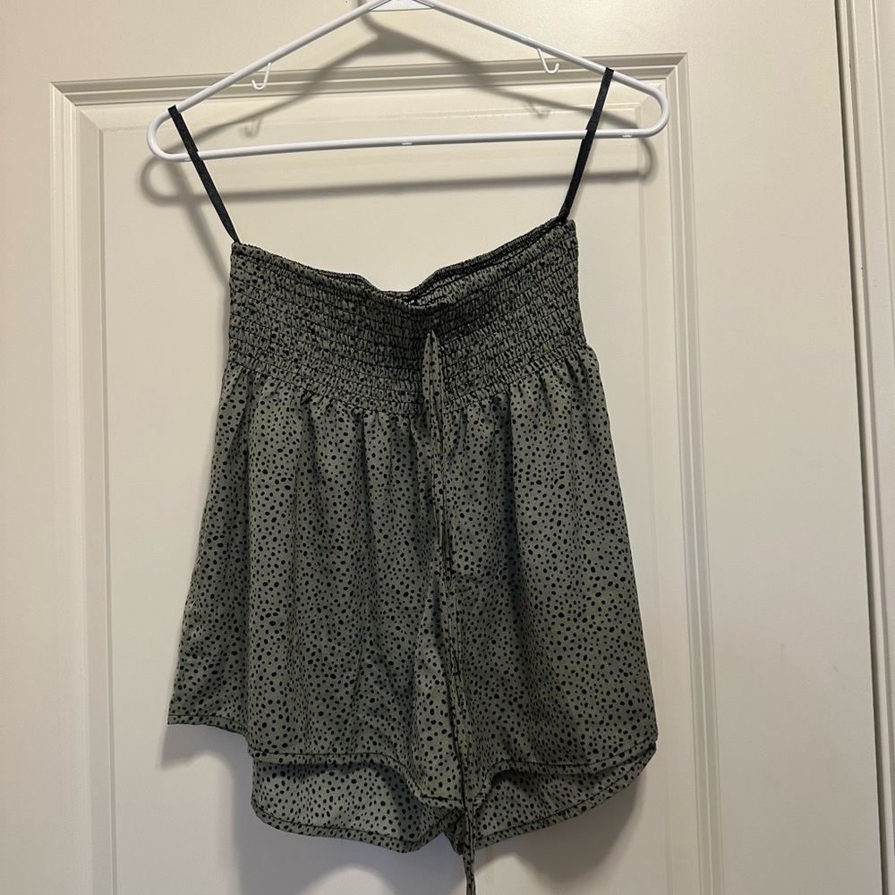 SHEIN Black Polka Dot and Olive Green Women's Shorts
